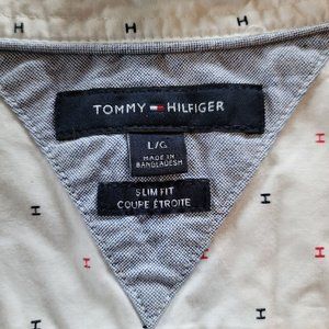 Tommy Hilfiger Long Sleeve Button Down Dress Shirt Size Large Slim Fit H Design